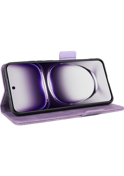 Oppo RENO12 Pro 5g(Global)Cüzdan Kılıfı Deri Telefon Kılıfı Donanım Dekor-Mor (Yurt Dışından) modelleri