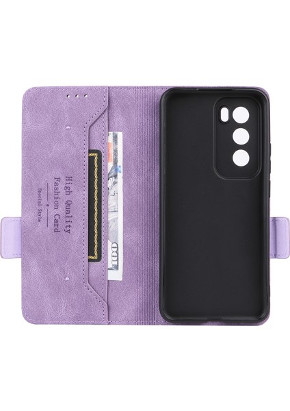 Oppo RENO12 Pro 5g(Global)Cüzdan Kılıfı Deri Telefon Kılıfı Donanım Dekor-Mor (Yurt Dışından) indirimleri