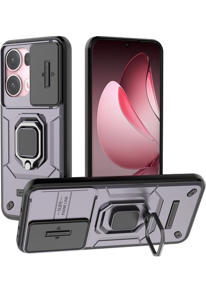 Oppo RENO13 Pro 5g Kılıf Pc+Tpu Kickstand Telefon Koruyucu Lens Kapağı Ile-Mor (Yurt Dışından)