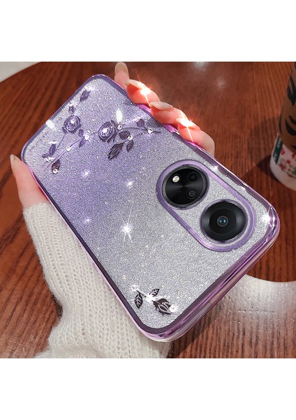Kadem Simli Telefon Kılıfı Oppo A98 5g Yapay Elmas Çiçek Tpu Degrade Arka Kılıf-Mor (Yurt Dışından) indirimleri