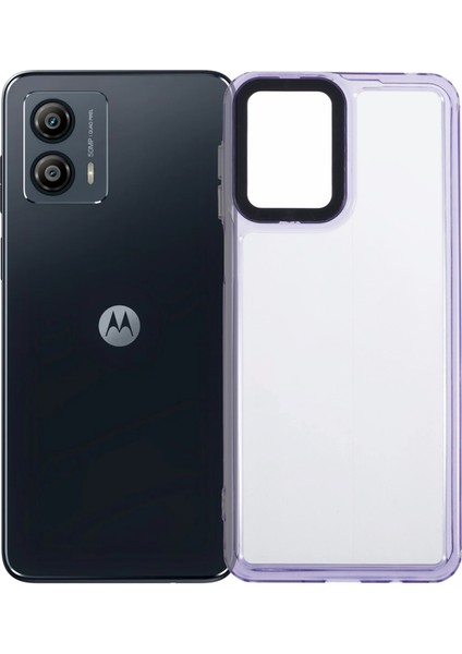 Motorola Moto G54 5g Şeffaf Telefon Kılıfı Pc+Tpu Hibrit Arka Kapak-Şeffaf Mor (Yurt Dışından)