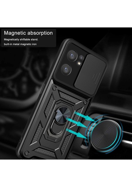 Oppo Reno7 5g (Global) Darbeye Dayanıklı Tpu+Pc Kılıf Halka Destekli Kayar Kamera Koruyucu Çizilmez Arka Kapak-Gül Altını (Yurt Dışından) fırsatları