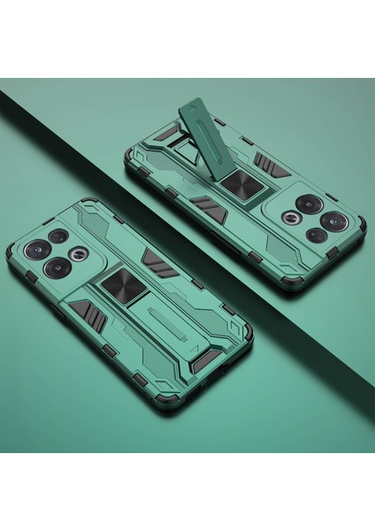 Oppo Reno8 Pro 5g (Küresel Sürüm)/reno8 Pro+ (Çin)5g Her Şey Dahil Koruma Sert Pc Yumuşak Tpu Sağlam Hibrit Kılıf Ağır Hizmet Tipi Kabuk Kickstand Ile-Yeşil (Yurt Dışından) indirimleri