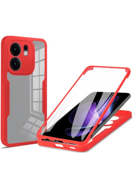 Oppo RENO13 F 5G/RENO13 F 4g Kılıf Akrilik+Tpu Şeffaf Telefon Kılıfı Pet Ekran Filmi-Kırmızı (Yurt Dışından)