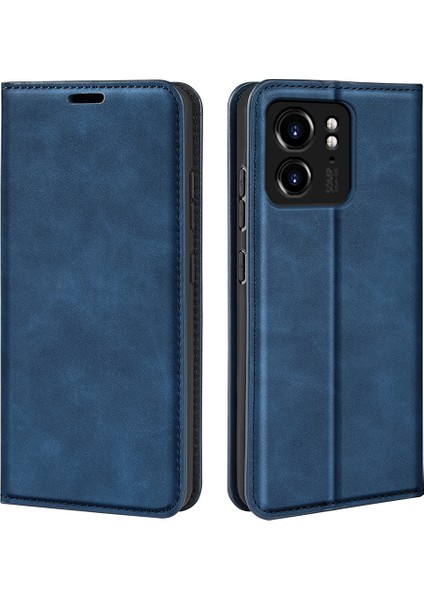 Motorola Edge 40 5g Pu Deri Cilt Dokunuşlu Cüzdan Standlı Telefon Kılıfı-Mavi Için Manyetik Otomatik Emici Flip Kılıf (Yurt Dışından)