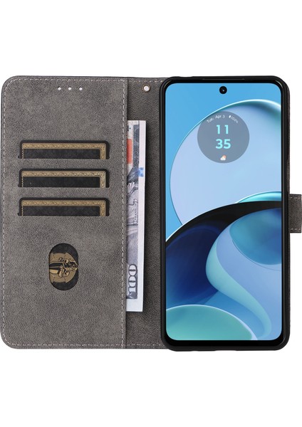 Motorola Moto G14 4g Çizilmez Cep Telefonu Kılıfı Deri Stand Kapak Rfıd Engelleme Cüzdan Kabuğu Kayışlı-Kahverengi (Yurt Dışından) modelleri