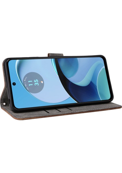Motorola Moto G14 4g Çizilmez Cep Telefonu Kılıfı Deri Stand Kapak Rfıd Engelleme Cüzdan Kabuğu Kayışlı-Kahverengi (Yurt Dışından) fırsatları