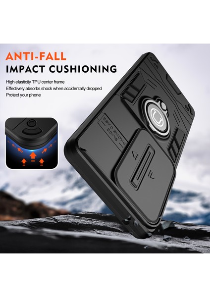 Oppo RENO11 F 5G/F25 Pro 5g Kılıf Sürgülü Lens Kapağı Telefon Kılıfı-Siyah Için Halka Tutucu Kickstand Telefon Kabuğu (Yurt Dışından) fırsatları