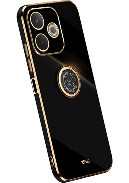 Xınlı Oppo A5 Pro 4g(Global)/5g(Global)/a5 Energy 5g(China) Kılıf Halkalı Kickstand Elektrokaplama Tpu Telefon Kılıfı-Siyah (Yurt Dışından)