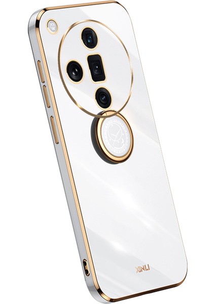 Xınlı Oppo Find X7 5g Telefon Kılıfı Galvanik Tpu Kapak Halkalı Ayaklı-Beyaz (Yurt Dışından)
