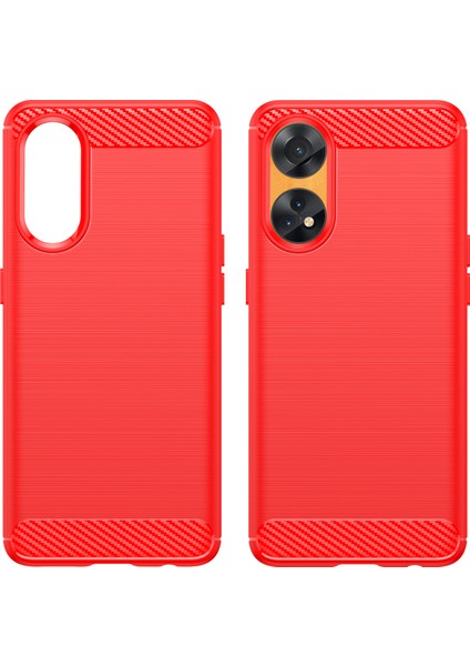 Oppo Reno8 T 4g Için Fırçalanmış Karbon Fiber Dokulu Telefon Kılıfı, Esnek Tpu Telefon Kılıfı-Kırmızı (Yurt Dışından) modelleri
