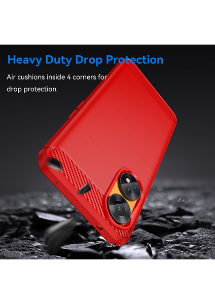 Oppo Reno8 T 4g Için Fırçalanmış Karbon Fiber Dokulu Telefon Kılıfı, Esnek Tpu Telefon Kılıfı-Kırmızı (Yurt Dışından) fırsatları