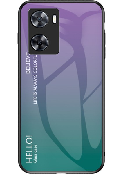Oppo A57S 4G/A57 4g Gradyan Temperli Cam Telefon Kılıfı, Pc+Tpu Darbeye Dayanıklı Koruyucu Kılıf-Gradyan Mor (Yurt Dışından)
