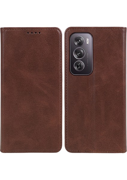 Oppo RENO12 Pro 5g (Global) Stand Kılıf Darbeye Dayanıklı Deri Cüzdan Telefon Kılıfı-Kahverengi (Yurt Dışından)