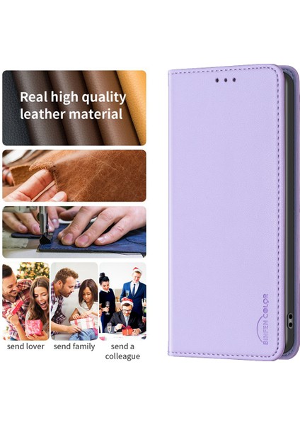 Bınfen Color BF18 Oppo A59 5g Kapak Manyetik Kapatma Kart Yuvaları Telefon Kılıfı-Mor (Yurt Dışından) fırsatları