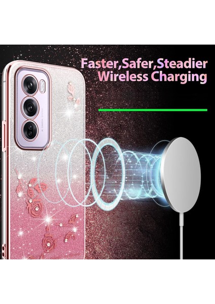 Kadem Oppo RENO12 Pro 5g (Küresel) Kılıf Çiçek Tpu Esnek Degrade Telefon Kılıfı-Gül Altını (Yurt Dışından) modelleri