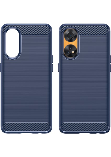 Oppo Reno8 T 4g Için Fırçalanmış Karbon Fiber Dokulu Telefon Kılıfı, Esnek Tpu Telefon Kılıfı-Mavi (Yurt Dışından) modelleri