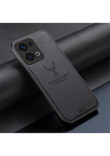 Oppo RENO13 5g(Global)Kılıf Geyik Desenli Kumaş Doku Pu Deri Hibrit Telefon Kılıfı-Siyah (Yurt Dışından) fiyatları
