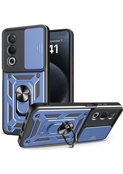 Oppo A3 Pro (Hindistan) 5G/A80 5g Kılıf Kayar Kamera Kapağı Pc + Tpu Destekli Telefon Kılıfı-Mavi (Yurt Dışından)