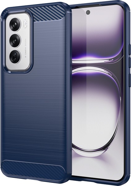 Oppo RENO12 5g(Global)Kılıf Karbon Fiber Doku Fırçalanmış Tpu Telefon Kılıfı-Mavi (Yurt Dışından)