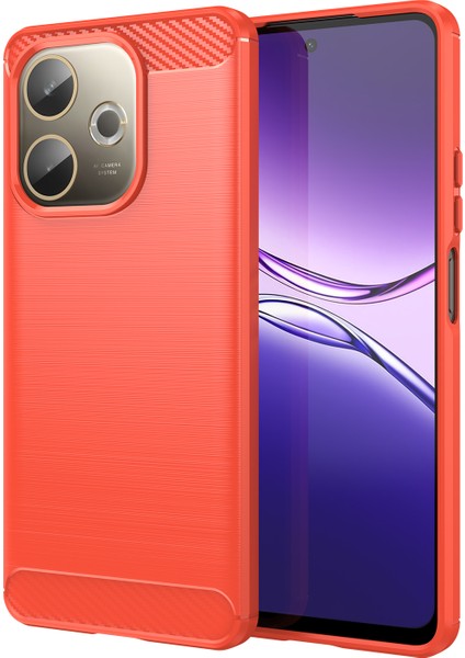 Oppo A5 Pro 4g(Global)/5g(Global)/a5 Energy 5g(China)Kılıf Koruyucu Telefon Kapağı Karbon Fiber Doku Fırçalanmış-Kırmızı (Yurt Dışından)