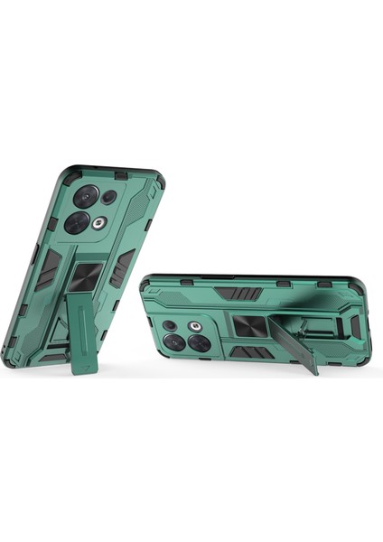 Oppo Reno8 5g (Küresel Sürüm)/oppo Reno8 5g Sert Pc Yumuşak Tpu Sağlam Hibrit Kılıf Ağır Hizmet Tipi Düşmeye Karşı Koruyucu Kabuk Kickstand Ile-Yeşil (Yurt Dışından) modelleri