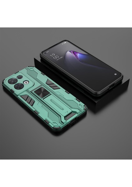 Oppo Reno8 5g (Küresel Sürüm)/oppo Reno8 5g Sert Pc Yumuşak Tpu Sağlam Hibrit Kılıf Ağır Hizmet Tipi Düşmeye Karşı Koruyucu Kabuk Kickstand Ile-Yeşil (Yurt Dışından) fırsatları