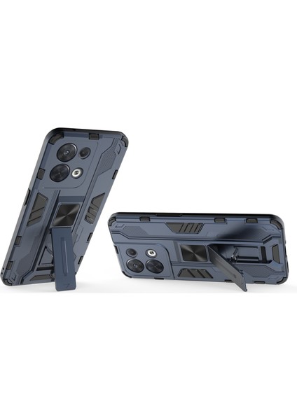 Oppo Reno8 5g (Küresel Sürüm)/oppo Reno8 5g Sert Pc Yumuşak Tpu Sağlam Hibrit Kılıf Ağır Hizmet Tipi Düşmeye Karşı Koruyucu Kabuk Kickstand Ile-Mavi (Yurt Dışından) modelleri