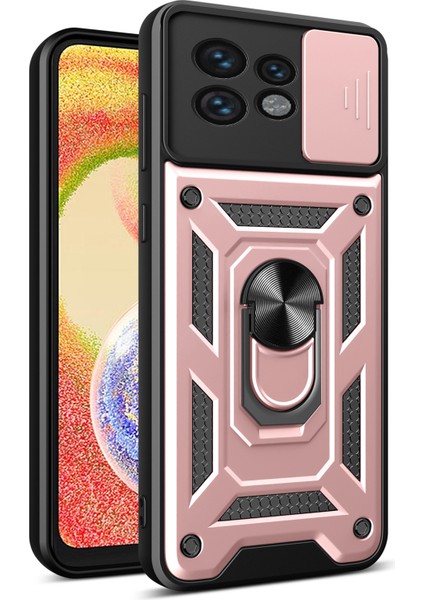 Motorola Edge 40 Pro 5g/moto X40 5g Arka Lens Koruma Telefon Kılıfı Pc+Tpu Kickstand Kapağı-Gül Altını (Yurt Dışından)