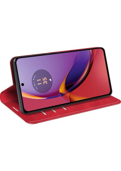 Motorola Moto G84 5g Telefon Kılıfı Manyetik Kapatma Pu Deri Stand Telefon Kılıfı-Kırmızı (Yurt Dışından) fırsatları