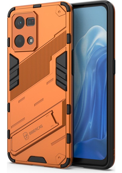 Oppo Reno7 4g Arka Kılıf Kickstand Pc Yumuşak Tpu Telefon Kılıfı-Turuncu (Yurt Dışından)