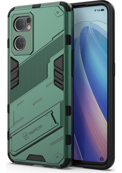 Oppo Reno7 5g (Global) Sert Pc + Yumuşak Tpu Telefon Arka Kapak Koruyucu Kılıf Kickstand ile Düşmeye Karşı Telefon Kılıfı-Yeşil (Yurt Dışından) fırsatları