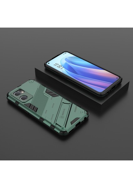 Oppo Reno7 5g (Global) Sert Pc + Yumuşak Tpu Telefon Arka Kapak Koruyucu Kılıf Kickstand ile Düşmeye Karşı Telefon Kılıfı-Yeşil (Yurt Dışından) indirimleri