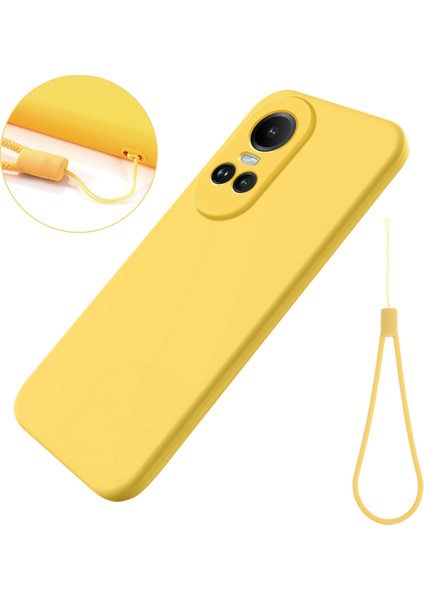 Oppo RENO10 5G(GLOBAL)/RENO10 Pro 5g(Global) Sıvı Silikon Cep Telefonu Kılıfı Yumuşak Astarlı Çizilmez Kapak-Sarı (Yurt Dışından)