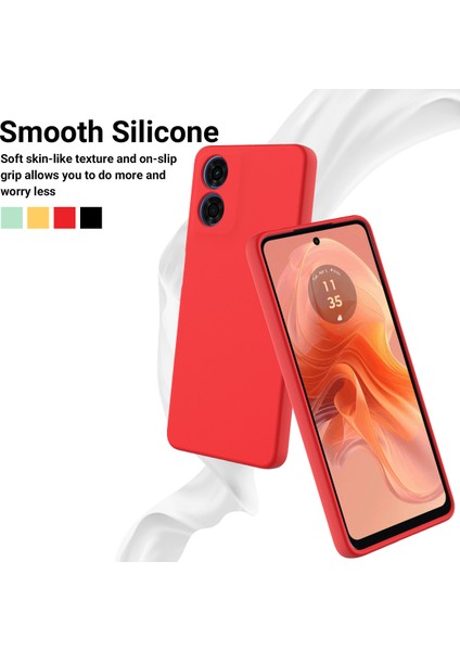 Motorola Moto G04S 4G/G04 4g Kılıf Sıvı Silikon Çizilmeye Dayanıklı Koruyucu Kabuk ve Kullanışlı Kayış-Kırmızı (Yurt Dışından) modelleri