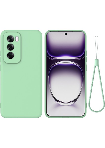 Oppo RENO12 Pro 5g (Küresel) Sıvı Silikon Kılıf Darbeye Dayanıklı Telefon Kılıfı Bilek Kayışı Ile-Yeşil (Yurt Dışından)