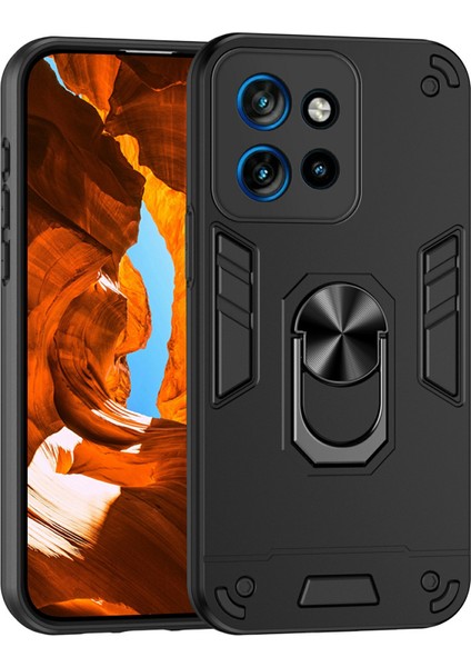Motorola Edge 50 Neo 5g/moto S50 5g/thinkphone 25 5g Kılıf Pc+Tpu Drop Defend Telefon Kılıfı Halkalı Ayaklı-Siyah (Yurt Dışından)
