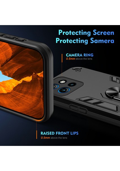 Motorola Edge 50 Neo 5g/moto S50 5g/thinkphone 25 5g Kılıf Pc+Tpu Drop Defend Telefon Kılıfı Halkalı Ayaklı-Siyah (Yurt Dışından) modelleri