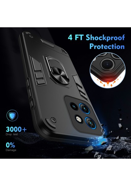 Motorola Edge 50 Neo 5g/moto S50 5g/thinkphone 25 5g Kılıf Pc+Tpu Drop Defend Telefon Kılıfı Halkalı Ayaklı-Siyah (Yurt Dışından) fırsatları