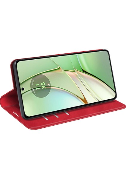 Motorola Edge 40 5g Pu Deri Cilt Dokunuşlu Cüzdan Standlı Telefon Kılıfı-Kırmızı Için Manyetik Otomatik Emici Flip Kılıf (Yurt Dışından) modelleri