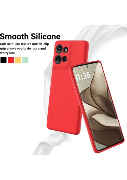 Motorola Moto G Play (2025) 4g Sıvı Silikon Kılıf Telefon Arka Kapağı El Askısı Ile-Kırmızı (Yurt Dışından) modelleri