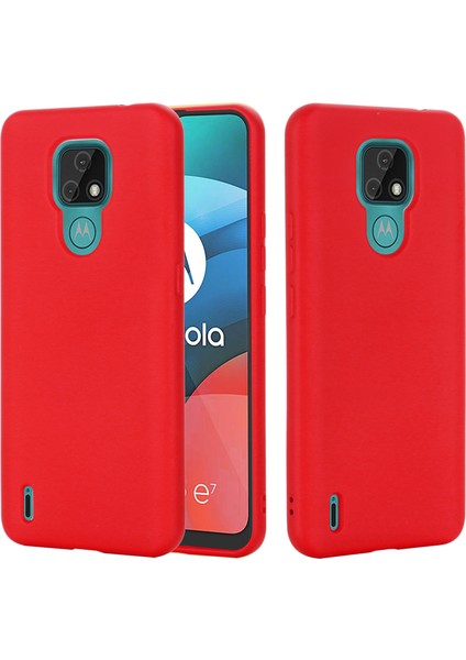 Motorola Moto E7 2020 Için Düz Sıvı Silikon Telefon Koruyucu Kılıf + Kullanışlı Kayış-Kırmızı (Yurt Dışından) fiyatları