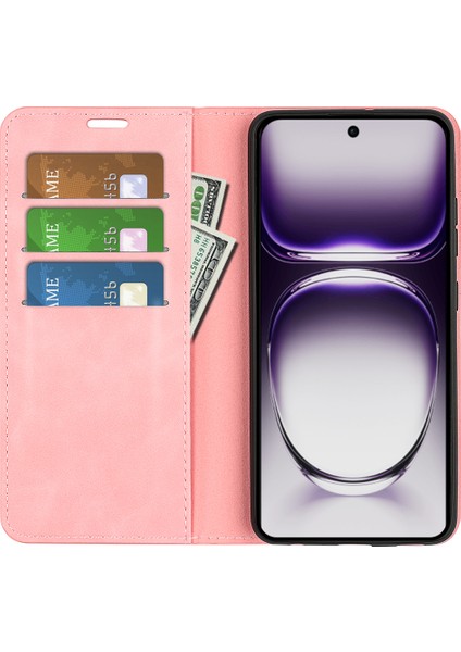 Oppo RENO12 Pro 5g (Global) Kılıf Cilt Dokunuşlu Deri Cüzdan Telefon Kılıfı-Pembe (Yurt Dışından) fırsatları