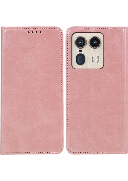 Oppo RENO12 5g(Global)Kılıf Dana Doku Deri Cüzdan Telefon Kılıfı Manyetik Kapatma-Gül Altını (Yurt Dışından)