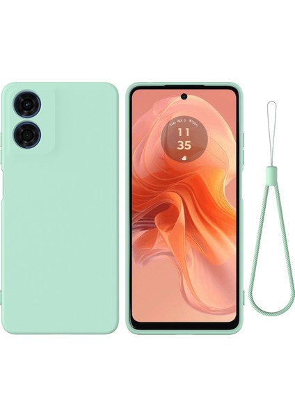 Motorola Moto G04S 4G/G04 4g Kılıf Sıvı Silikon Çizilmeye Dayanıklı Koruyucu Kabuk El Kayışı Ile-Yeşil (Yurt Dışından)