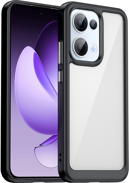 Oppo RENO13 5g(Global)Kılıf Tpu+Akrilik Koruyucu Şeffaf Telefon Kılıfı-Siyah (Yurt Dışından)