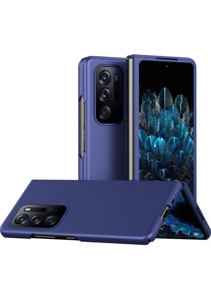 Oppo Find N Ka Yüzey Cilt Dokunma Hissi Pc Telefon Çoklu Renk Engelsiz Katlanabilir Koruyucu Kılıf-Safir (Yurt Dışından)