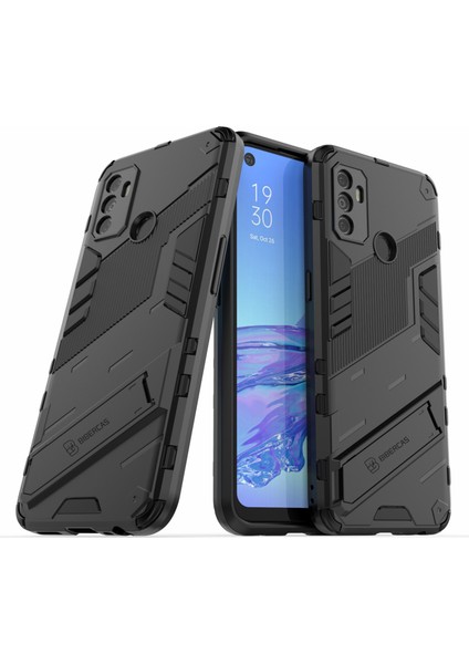 Oppo A53 4g-Siyah Için Darbeye Dayanıklı Pc+Tpu Hibrit Telefon Kılıfı Kickstand ile (Yurt Dışından) fiyatları