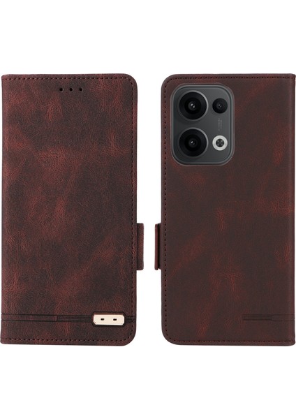Oppo RENO13 Pro 5g Kılıf Deri Cüzdan Kapaklı Telefon Kılıfı Donanım Dekorlu-Kahve (Yurt Dışından)