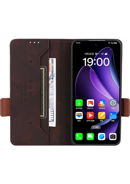 Oppo RENO13 Pro 5g Kılıf Deri Cüzdan Kapaklı Telefon Kılıfı Donanım Dekorlu-Kahve (Yurt Dışından) modelleri